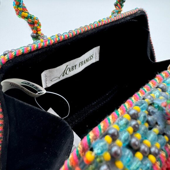 Mary Frances floral motif beaded bag teal orange green *read* - Picture 12 of 16